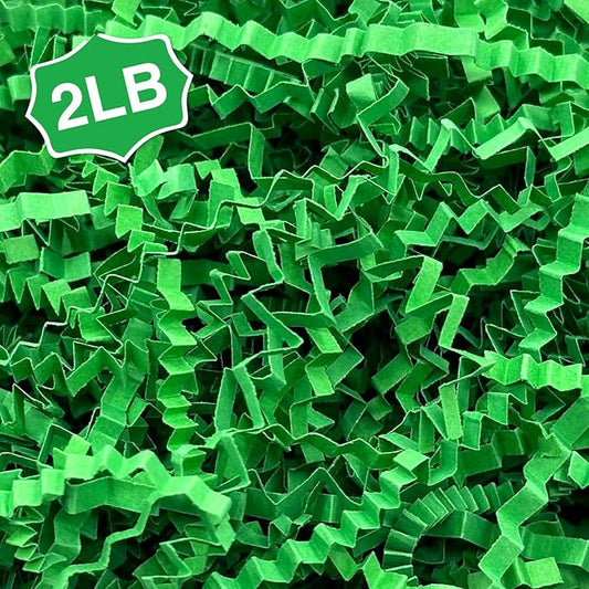 2LB Crinkle Cut Paper Shred Filler for Bag Gift Box Basket Confetti Paper Shreded Stuffing Decoration for Valentine's Day Holiday Party (Forest Green)