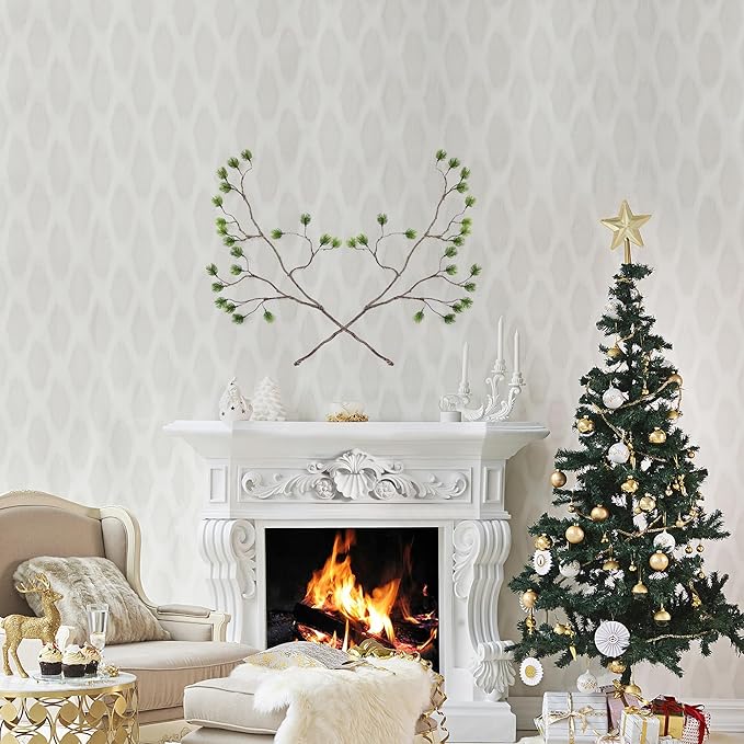 2pcs 30inch Artificial Greenery Stems Fake Plants Branches Faux Green Pine Needle Flower Suitable for Indoor Home Decor Hotel Office Tree Branches for Decoration