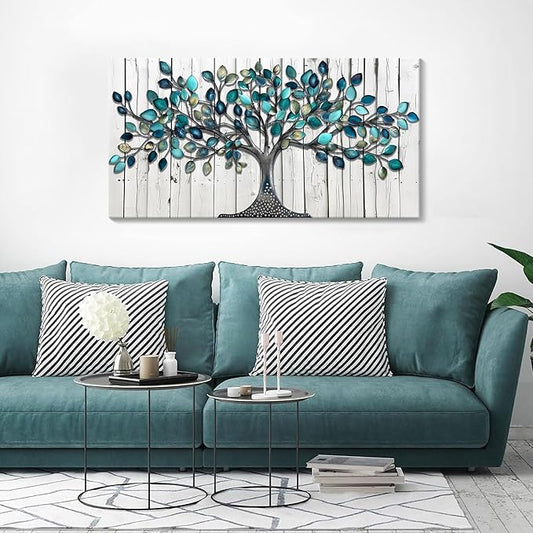 CHATYOUNG Wall Art for Bedroom - Modern Paintings Wall Pictures Green Tree of Life Landscape Artwork for Living Room Bathroom Dining Room Office Kitchen Home Decor 40"x20"