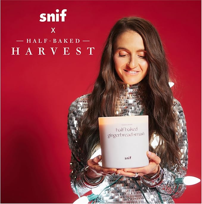 Half Baked Harvest Gingerbread Smash Holiday Scented Candle by Snif, Gourmand, Spicy, Vanilla Scent, 50+ Hours, 100% Cotton Fiber Wicks, Soy Wax Blend, Non-Toxic, Vegan, 50oz