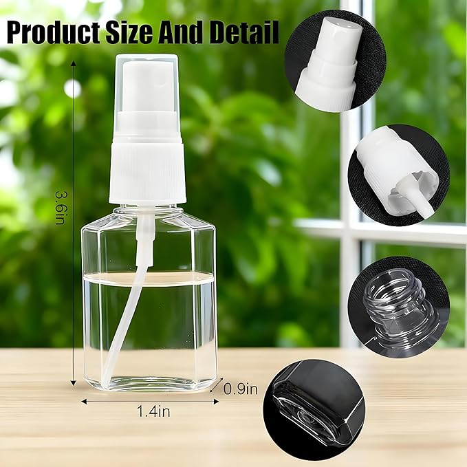 6 Pack 1 oz Mini Spray Bottles Fine Mist Travel Size Spray Bottle for Liquids Refillable Empty Plastic Bottles with Labels