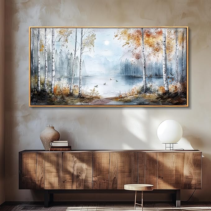 QIYILEXWART Canvas Wall Art For Living Room Large Wall Decor For Office Bedroom Decorations Birch Forest Landscape Pictures Farmhouse Painting Artwork Room Wall Mural Aesthetic Home Decor 30x60 In