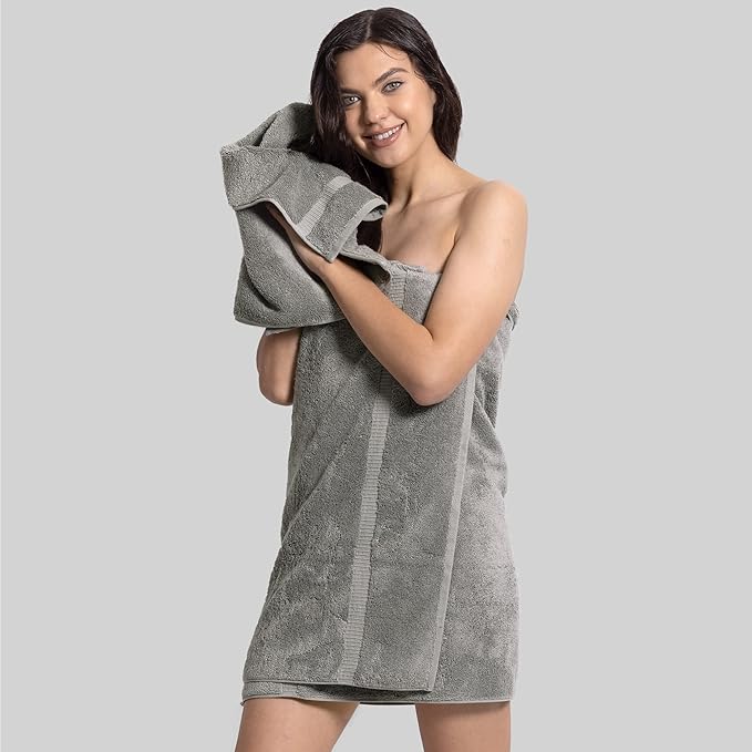 Chakir Turkish Linens 100% Cotton Premium Turkish Towels for Bathroom | 30'' x 60'' Large Bath Towels (4 Piece, Gray)