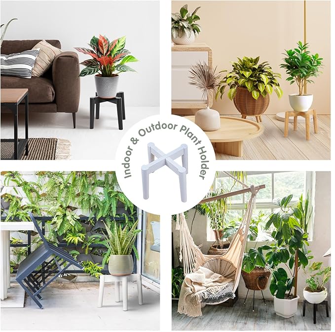 Wood 7.5" x 9.8" Plant Stand Indoor Outdoor, Wooden Single Floor Plant Pot Holder, Natural Plant Stand, Assembly Required (Excluding Potted Plants)