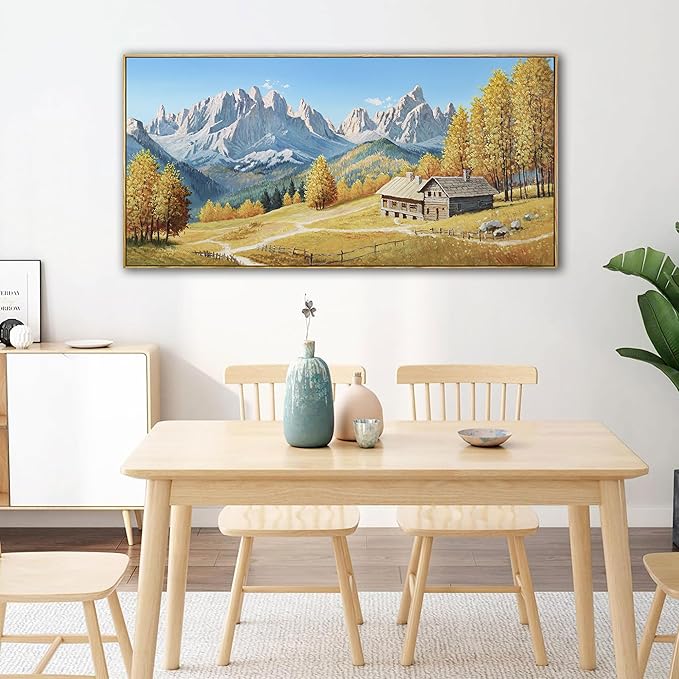 yiijeah Rustic Wall Art - Paintings for Living Room Framed Canvas Wall Decor Large Framhouse Country Fall Snowman Picture for Bedroom Office Home Decoration