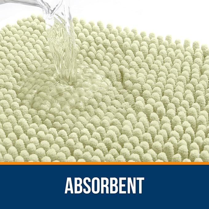 OLANLY Bathroom Rugs 36x24, Extra Soft Absorbent Chenille Bath Rugs, Rubber Backing Quick Dry, Machine Washable Bath Mats for Bathroom Floor, Tub and Shower, Home Decor Accessories, Vanilla