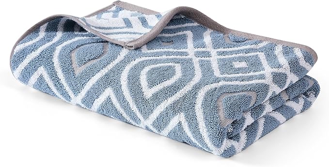 Modern Threads Oxford 6-Piece 100% Cotton Towel Set – Yarn Dyed Jacquard & Solid – Includes 2 Bath Towels, 2 Hand Towels, 2 Washcloths – Absorbent, Quick Dry, Soft & Durable – Blue