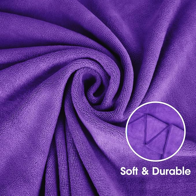 JML Bath Towel, Microfiber Bath Towels Set 6 Pack 30" x 60" - Large Size, Absorbent, Quick Drying as Fitness Towel, Sports Towels, Yoga Towel, Violet