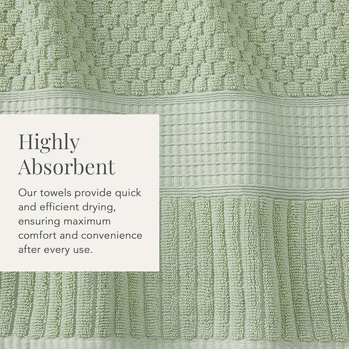 NY Loft 100% Cotton 2 Pack Bath Sheet Towel Set | Extra Large Bath Towel Set of 2 | Absorbent & Quick-Dry Oversize Bath Towels | Textured and Durable Cotton | Oeko-Tex Standard 100 | Sage Green