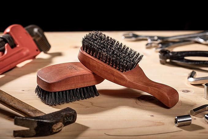 ZilberHaar Major Hair & Beard Brush for Men - Boar Bristles and Pearwood - All Beard and Hair Types - Made in Europe - Stiff Bristles