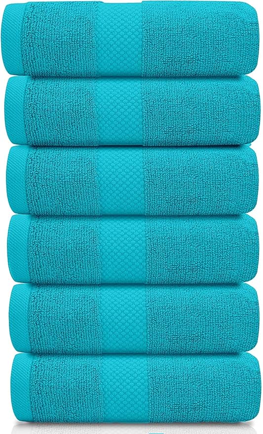 White Classic Luxury Aqua Hand Towels - Soft 100% Turkish Cotton | Highly Absorbent Hotel spa Bathroom Towel Collection | 16x30 Inch | Set of 6