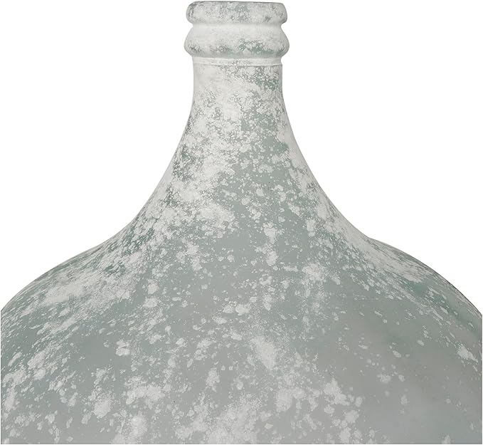 Deco 79 Recycled Glass Handmade Decorative Vase Frosted Spanish Bottle Centerpiece Vase, Flower Vase for Home Decoration 14" x 14" x 22", Clear