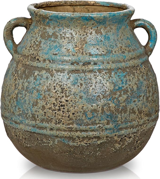 Hollyone Blue Ceramic Planters 7 Inch Large Vintage Ceramic Pots for Plants Indoor Outdoor Plant Planters Fit Mid Century Succulent Plant Stand Flower Pots Home Decor