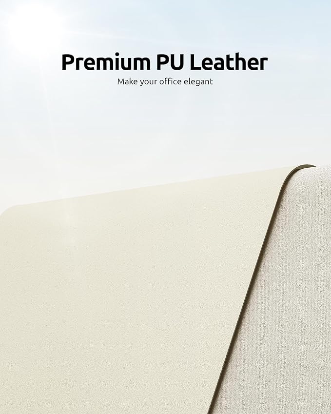 YSAGi Leather Desk Pad Protector, Office Desk Mat, Large Mouse Pad, Non-Slip PU Leather Desk Blotter, Laptop Desk Pad, Waterproof Desk Writing Pad for Office and Home (Cream, 23.6" x 13.8")