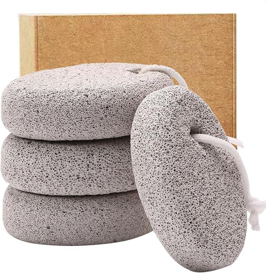 4-Pack Natural Pumice Stone for Feet, Borogo Lava Pedicure Tools Hard Skin Callus Remover for Feet and Hands - Natural Foot File Exfoliation to Remove Dead Skin, Heels, Elbows, Hands