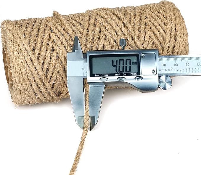 4mm Jute Rope 164Feet Burlap Twine Natural Thick Strong Hemp Cord for Arts Crafts DIY Decoration Gift Wrapping.