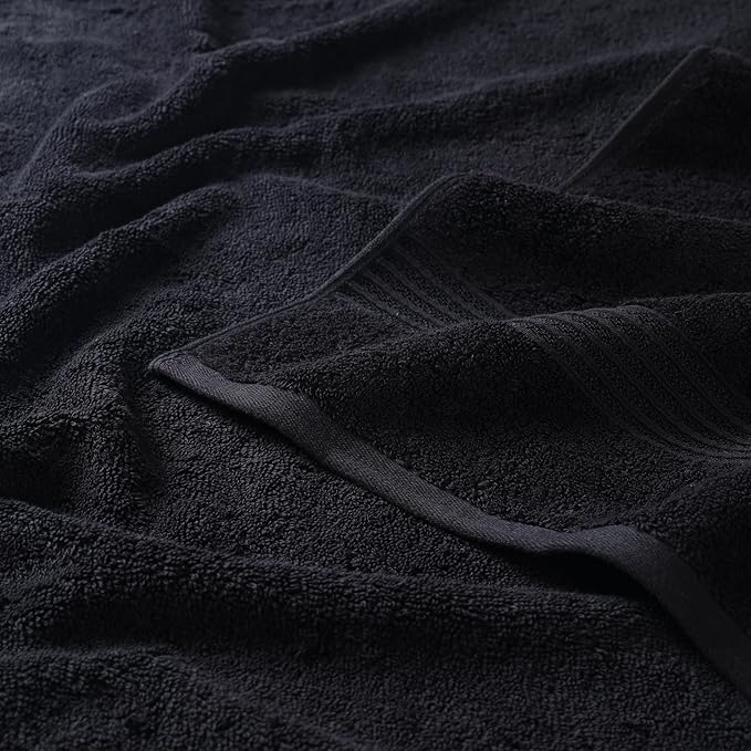 Superior Egyptian Cotton 6-Piece Towel Set, Bathroom Essentials, Towels For Bathroom, Apartment, Airbnb, Guest Bath, Face, Hand, Bath Towels, Washcloths, Absorbent, Fast Drying, Black