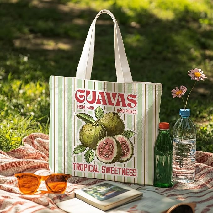 Animals-Flowers-Fruits-Bow Valentines Canvas Heart Tote Bag, Coquette Reusable Shopping Grocery Bags