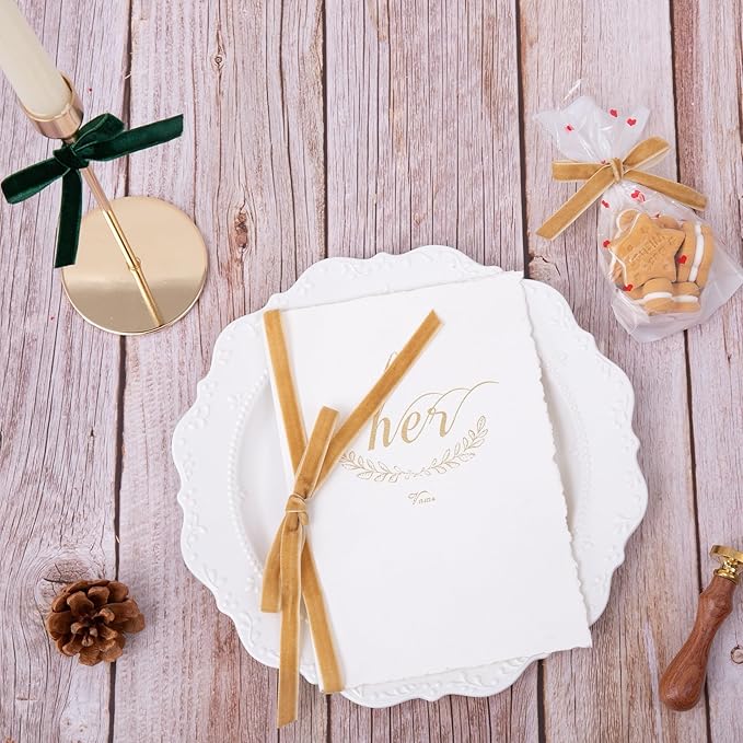 Vintage Khaki Velvet Ribbon, 3/8 Inch X 25Yd