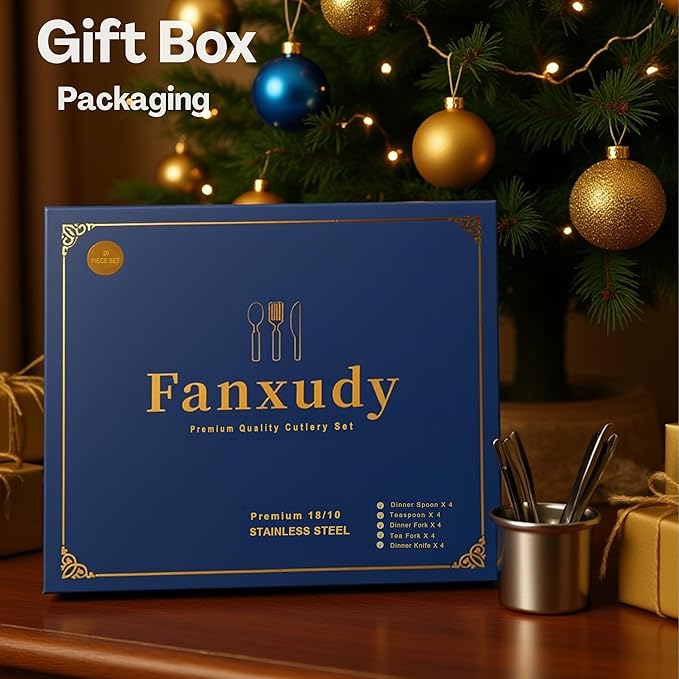 20-Piece Silverware Set,Flatware Set for 4, Food-Grade Premium 18/10 Stainless Steel Cutlery Set,Mirror Polished Tableware, Kitchen Eating Utensils Include Forks Spoons Knives, Dishwasher Safe