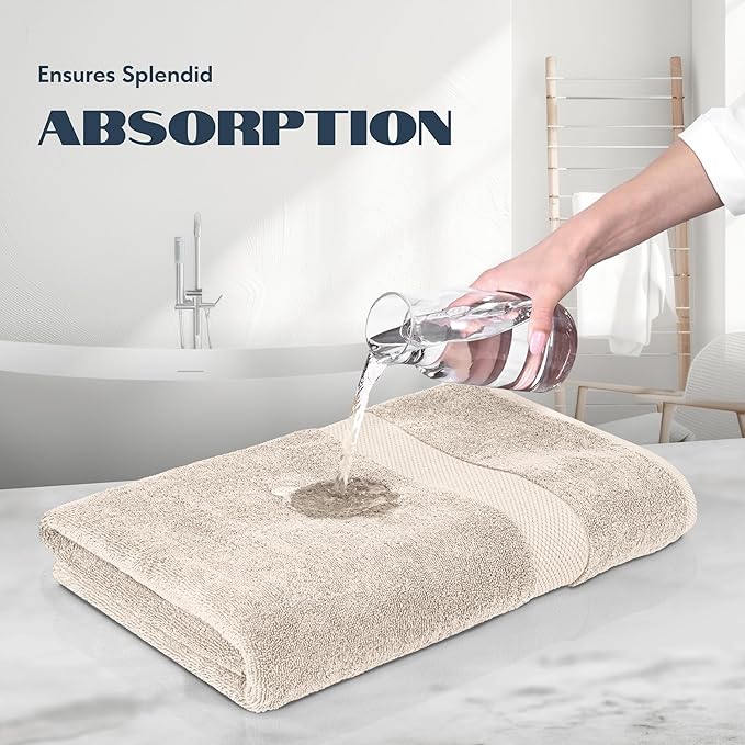 White Classic Luxury Bath Towels Set of 4 Large - 700 GSM Cotton Ultra Soft Bath Towels 27x54 | Highly Absorbent and Quick Dry | Hotel Towels for Bathroom Luxury, Plush Shower Towels, Ivory