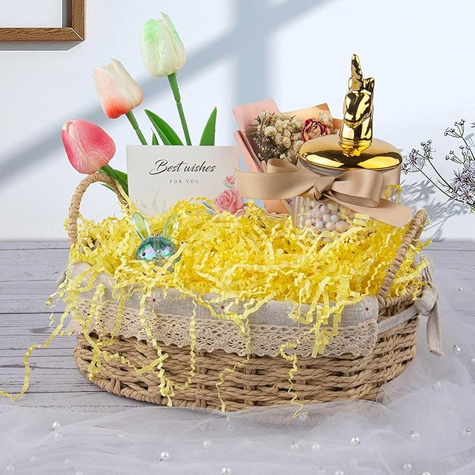 Caleihd Crinkle Cut Paper Grass Cushion Paper Streamer for Christmas Wedding Birthday Bridesmaid Engagement Craft Gift Boxes Bags Filler Decoration 4.5oz Yellow