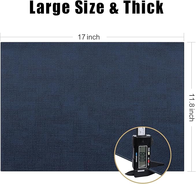 Homaxy Faux Leather Heat Resistant Placemats for Dining Table Set of 4, Waterproof Wipeable Washable PU Table Mats, Easy to Clean Anti-Slip Place Mats, 11.8" x 17", Navy Blue