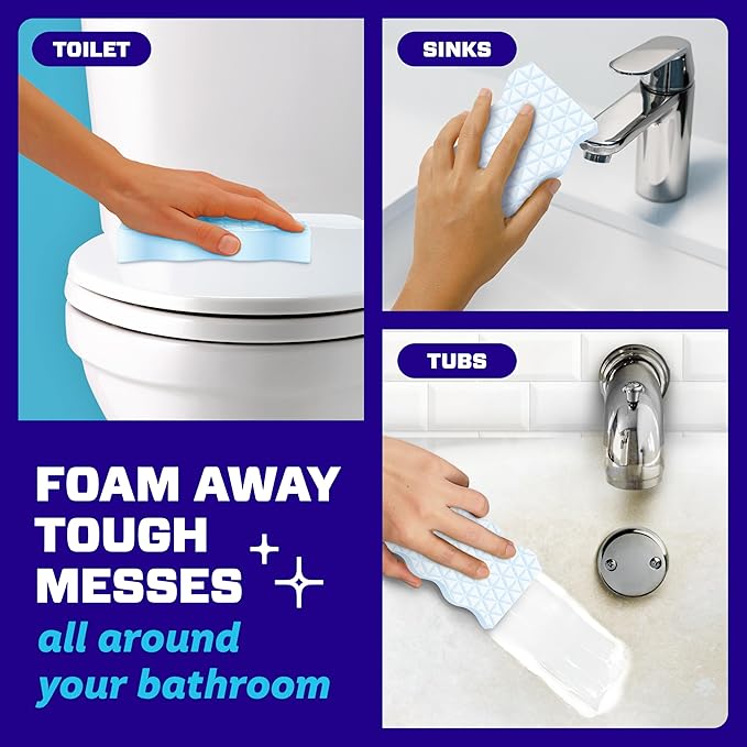 Mr. Clean Magic Eraser Sponge, Bathroom Cleaner, Soap Scum Shower & Tub Cleaner, 2 in 1 Bath, 5ct