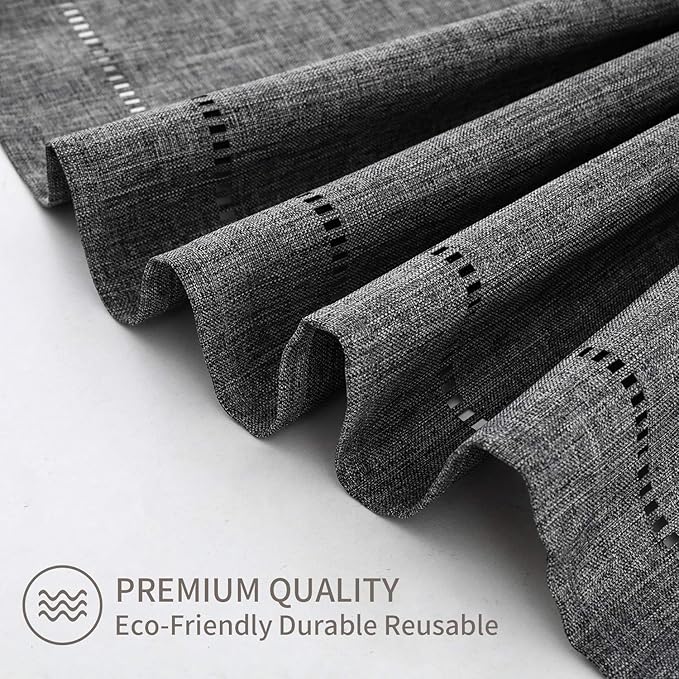 Tosewever Decorative Linen Table Runner with Tassels Tabletop Collection 14 x 72 Inches Table Runners for Everyday Dining Wedding Party Holiday Home Decor (14" x 72", Grey)