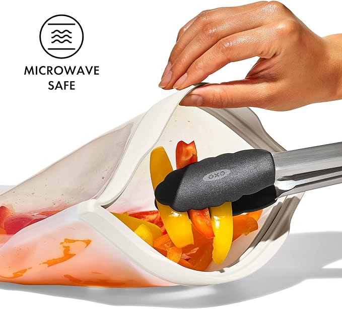 OXO Good Grips Silicone Reusable Bags – 4 Piece Lunch Set - Oat/Lagoon