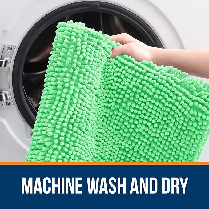 OLANLY Bathroom Rugs 30x20, Extra Soft Absorbent Chenille Bath Rugs, Rubber Backing Quick Dry, Machine Washable Bath Mats for Bathroom Floor, Tub and Shower, Home Decor Accessories, Mint Green