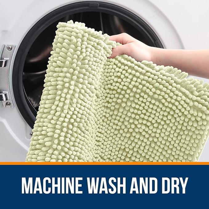 OLANLY Bathroom Rugs 36x24, Extra Soft Absorbent Chenille Bath Rugs, Rubber Backing Quick Dry, Machine Washable Bath Mats for Bathroom Floor, Tub and Shower, Home Decor Accessories, Vanilla