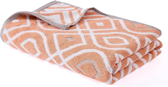 Modern Threads Oxford 6-Piece 100% Cotton Towel Set – Yarn Dyed Jacquard & Solid – Includes 2 Bath Towels, 2 Hand Towels, 2 Washcloths – Absorbent, Quick Dry, Soft & Durable – Orange
