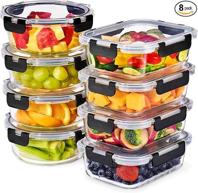 Sorbus Glass Meal Prep Containers, Dishwasher and Oven Safe Reusable Meal Prep Containers, Freezer Safe Glass Food Storage Containers with Airtight Lids
