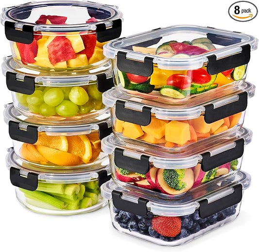 Sorbus Glass Meal Prep Containers, Dishwasher and Oven Safe Reusable Meal Prep Containers, Freezer Safe Glass Food Storage Containers with Airtight Lids