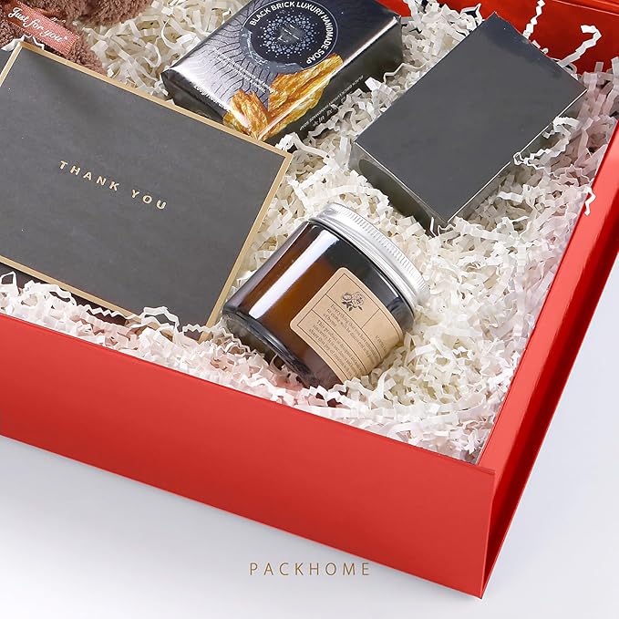 PACKHOME Large Gift Box 13.5x10x3.5 Inches, Sturdy Shirt Box with Magnetic Lid for Multiple Occasions (Glossy Red)