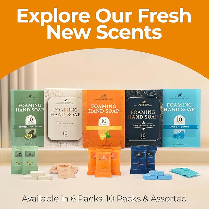 Foaming Hand Soap Tablets Refill (10 Pack) - Citrus Scent, Concentrated Tablets for Foaming Soap, Mess-Free Refills