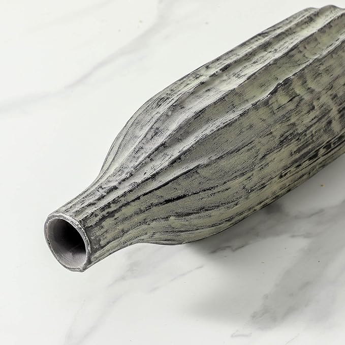 Natural Branch Design Ceramic Vase:Decorative Flower Vase for Modern Home Decor,Handmade Pottery Vase for Home Decor,Living Room,Kitchen,Office,Bedroom,CenterpieceTable Decorations-15 inch Grey Color