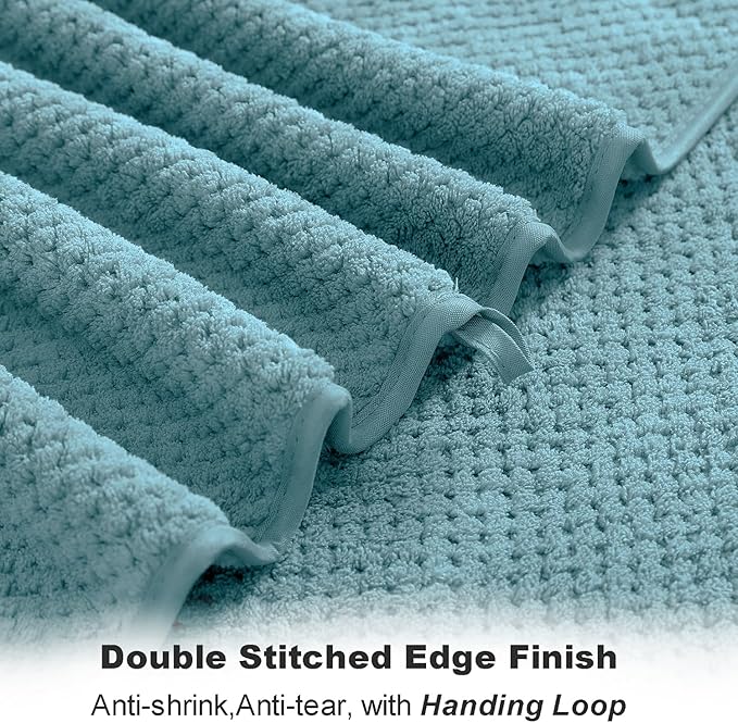 8-Piece Turquoise Bath Towel Set, 2 Extra Large Bath Towel Sheets, 2 Hand Towels and 4 Washcloths - Highly Absorbent Quick Dry Microfiber,Ultra Soft Towel Set for Bathroom, Waffle Weave Design