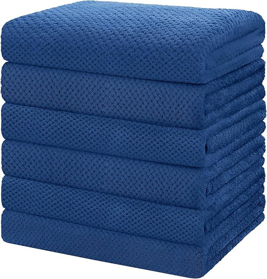 HOMEXCEL 6 Pack Bath Towel Set, (24 x 48 Inches) Microfiber Ultra Soft Highly Absorbent Bath Towels, Lightweight and Quick Drying Towels for Hotel, Bathroom, Spa and Beauty Parlor, Blue