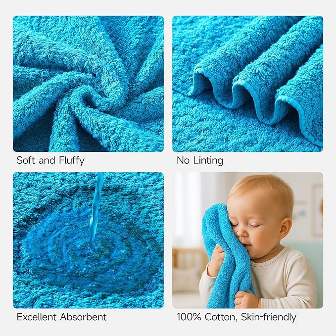 REDKISS Luxury Bath Towel Set of 4, 100% Cotton 900 GSM Premium Bathroom Towels, Ultra Soft, Highly Absorbent & Quick Dry Bath Sheets, No Shedding, Hotel & Home Spa Towel Sets for Adults - Blue