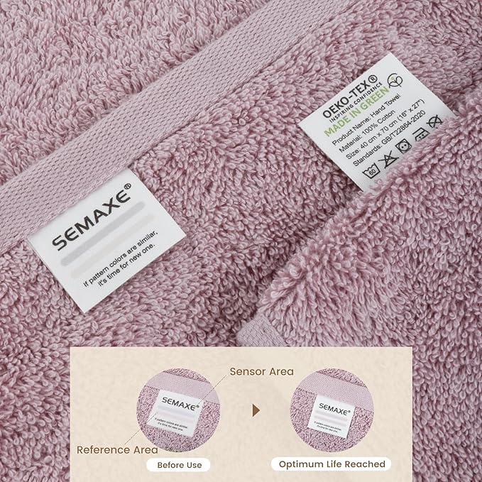 SEMAXE 4-Pack Luxury Bath Towels for Bathroom, 100% Cotton, Soft, Absorbent, and Quick-Drying, 55"x27", Purple, Perfect for Hotels, Gyms, and Spas