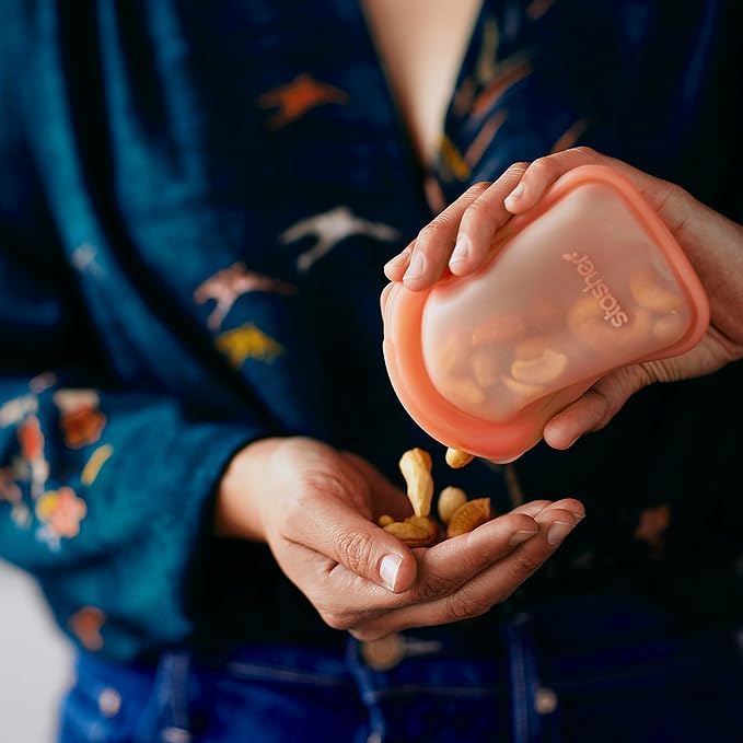 Stasher Silicone Reusable Food Storage Bag, 4 Oz | Aqua | Pack of 2 | BPA Free | Leak-free