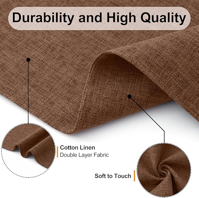 Homaxy Cloths Placemats for Dining Table Set of 4, Heat Resistant Washable Cotton Linen Blend Table Mats, Easy to Clean Place Mats for Indoor Outdoor Party Kitchen Decoration, 13" x 19", Brown
