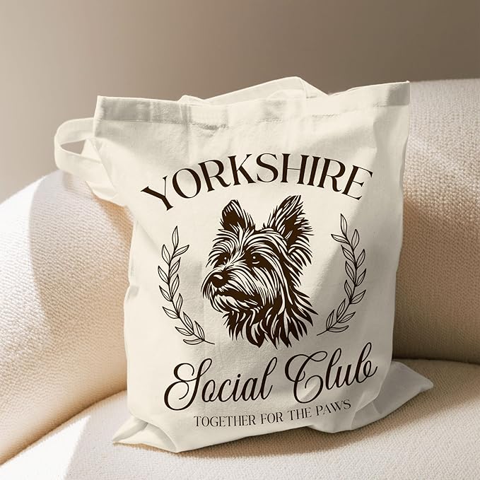 Dog Social Club Canvas Tote Bag, Travel & Daily Use, 16x14 Inch