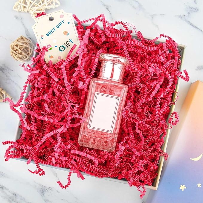 8.5oz Crinkle Paper Filler, Gift Baskets Gift Boxes Crafts Shredded Cut Paper Packaging Decorative Stuffing & Cushioning Confetti for Easter Birthday Wedding Party Favor Red