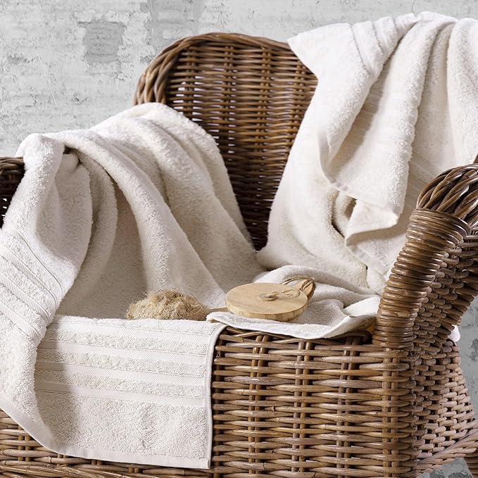 Hawmam Linen Jumbo Large Bath Sheets Towels 2 Pack Soft and Absorbent, Premium Quality 100% Cotton Towels (Sea Salt, Bath Sheet)