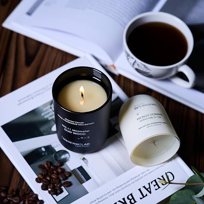 M&SENSE Natural Soy Candle| Bamboo Stream | 16.6 oz, 95H Burn | Minimalist Scented Candle for Relaxation, Gifting, Home Décor | for Bedroom, Office, Party Large