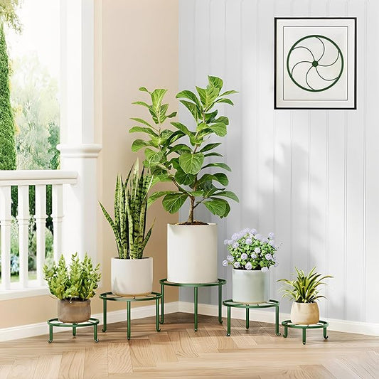 5-Pack Metal Plant Stand Heavy Duty Flower Pot Stands for Multiple Plant, Anti-Rust Flower Pot Stand Round Plant Holder for Room Indoor/Outdoor,Gardens