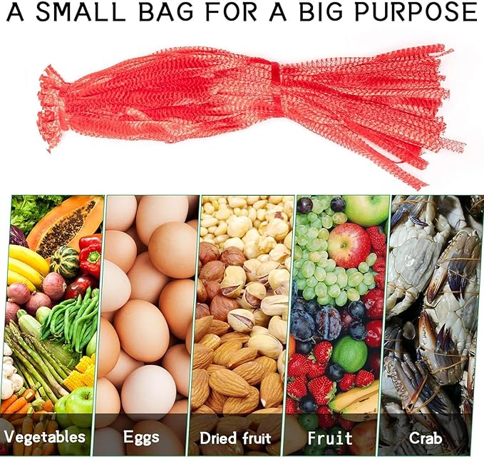 100Pcs 24 Inch Reusable Mesh Produce Bags, Seafood Boil Bags for Crab Clam Crawfish, Potato Onion Fruits Bag, Storage Bag for Grocery Shopping Storage of Fruit Seafood Toy & Garden Produce
